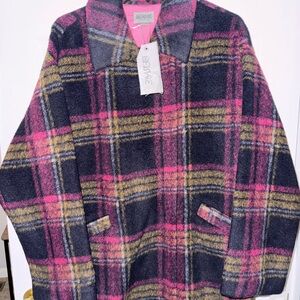 Plaid Bernardo Wool Blend Coat